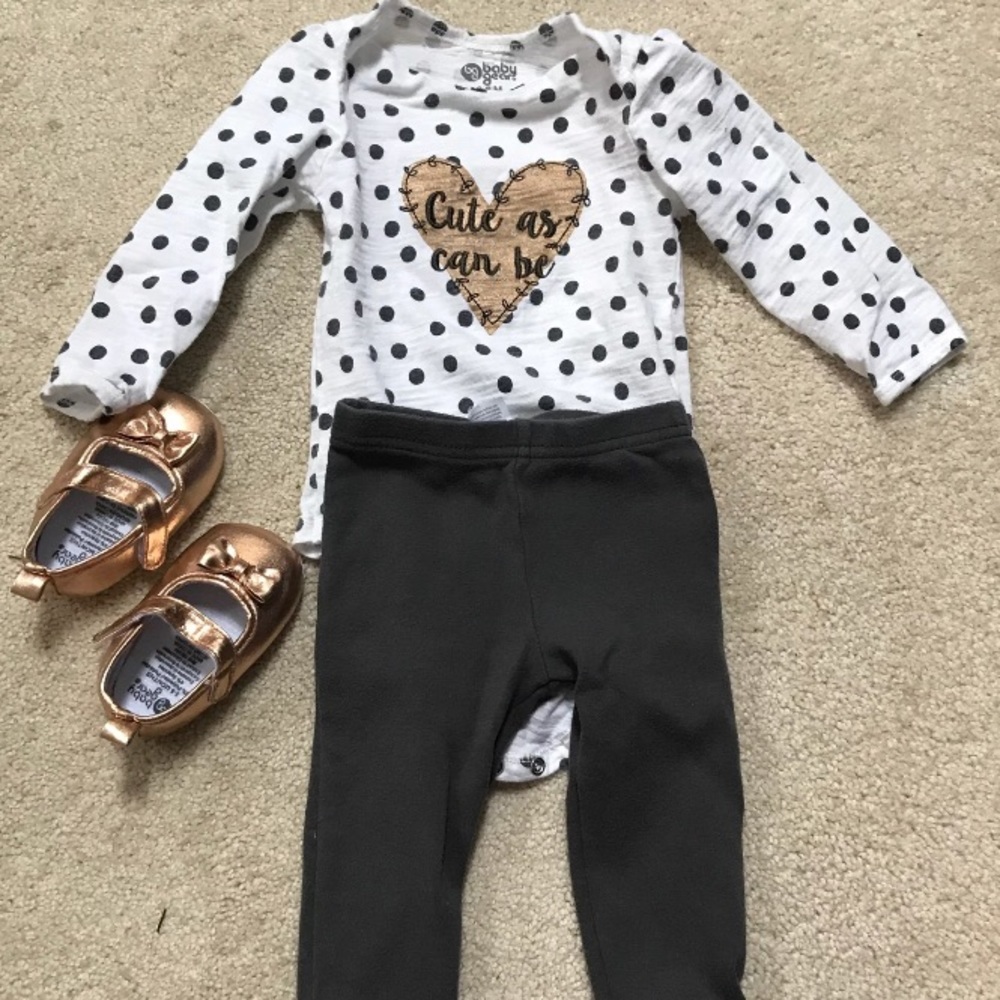 3-6 Months Baby Girl grey & bronze outfit